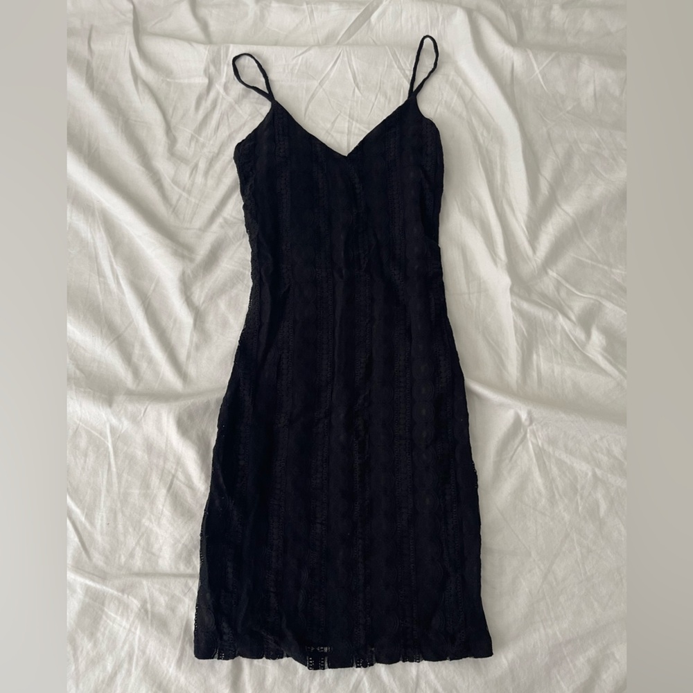Black Lace Slip Dress with Spaghetti Straps by Easel size small